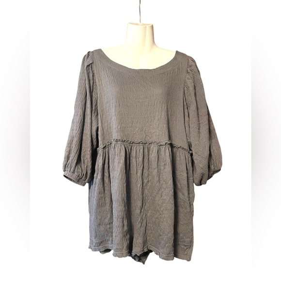 Free People Beyond Obsessed Shorts Romper Size Medium Pewter Gray - Picture 2 of 9